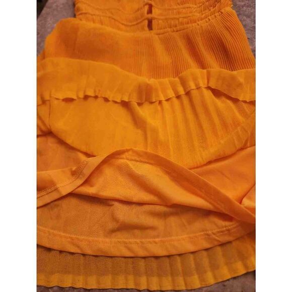 H&M pleated halter mini dress size 4 orangey yellow - Picture 5 of 9